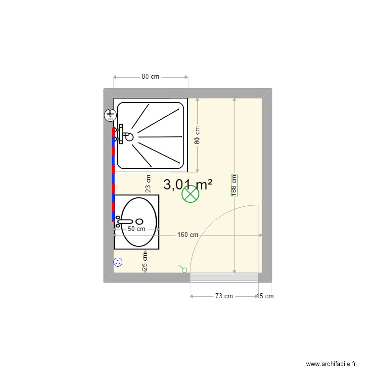 AUPOL Existant. Plan de 1 pièce et 3 m2