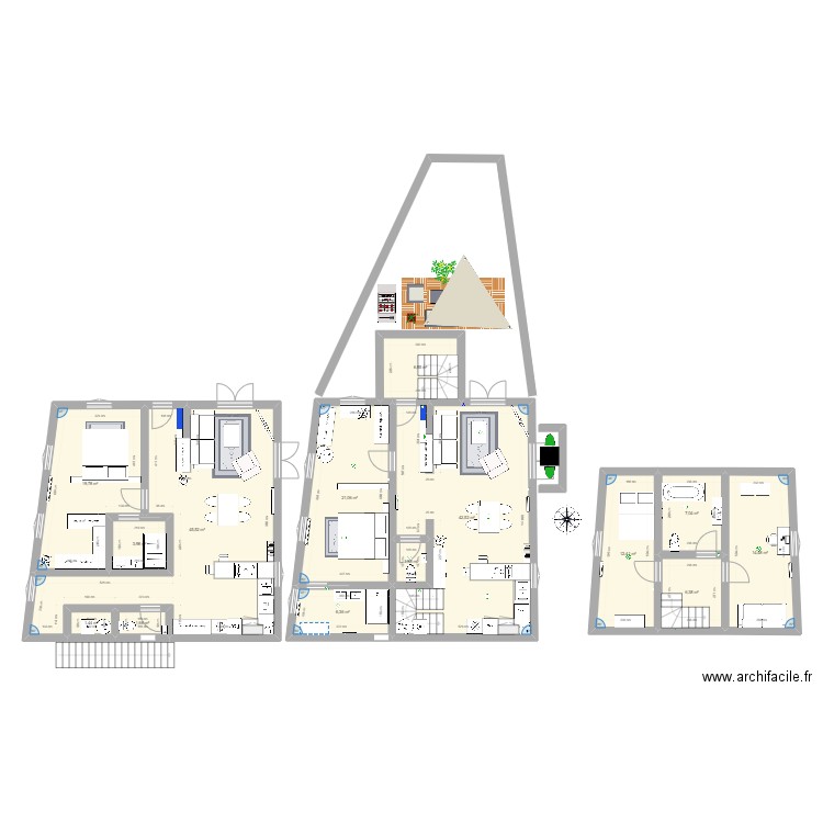 TEST 7. Plan de 14 pièces et 191 m2