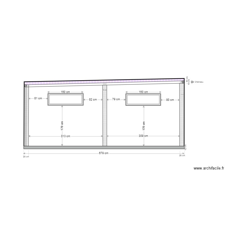 Local Technique Façade arrière avec ajout longueur. Plan de 0 pièce et 0 m2