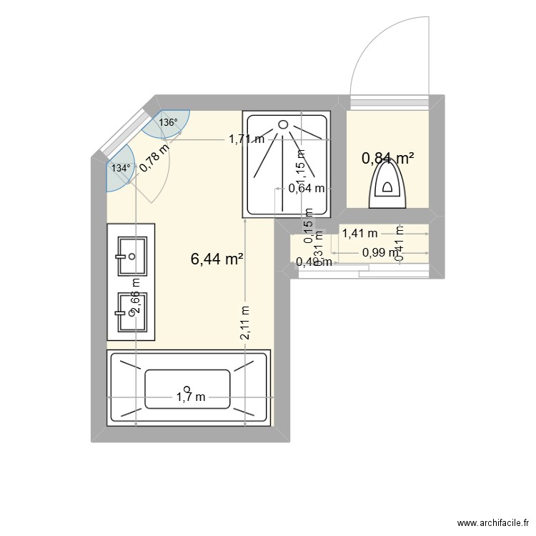 maison. Plan de 2 pièces et 7 m2