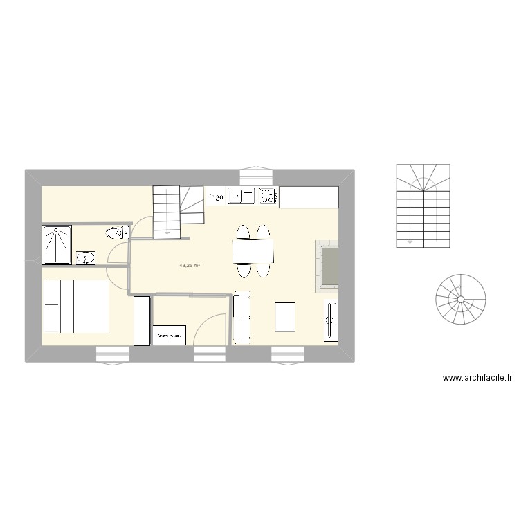 Gounay 2.5. Plan de 1 pièce et 43 m2