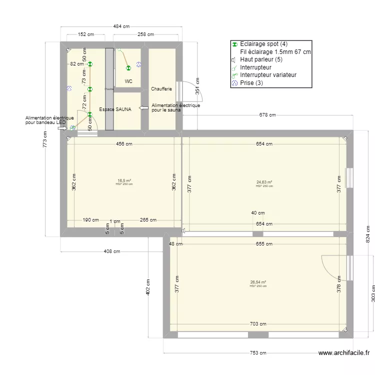 Love Room - Pouanc&eacute; - Plan &eacute;lectrique . Plan de 