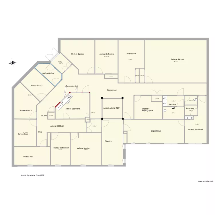 Local ITEP futur accueil. Plan de 