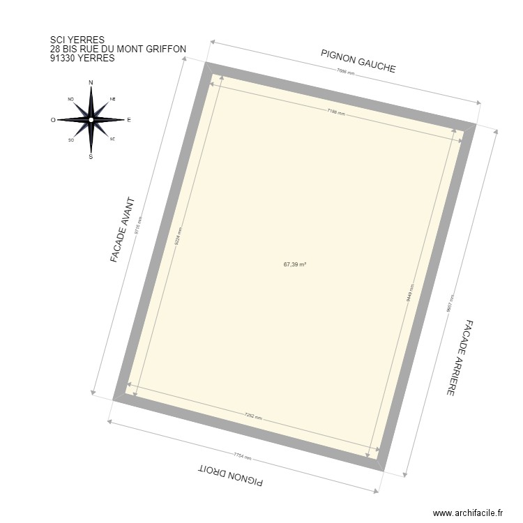 Géoportail SCI Yerres. Plan de 1 pièce et 67 m2