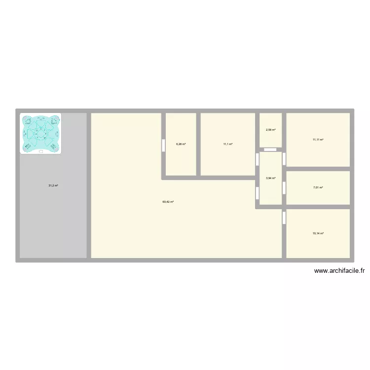 maison terrasse. Plan de 9  et 144 m²