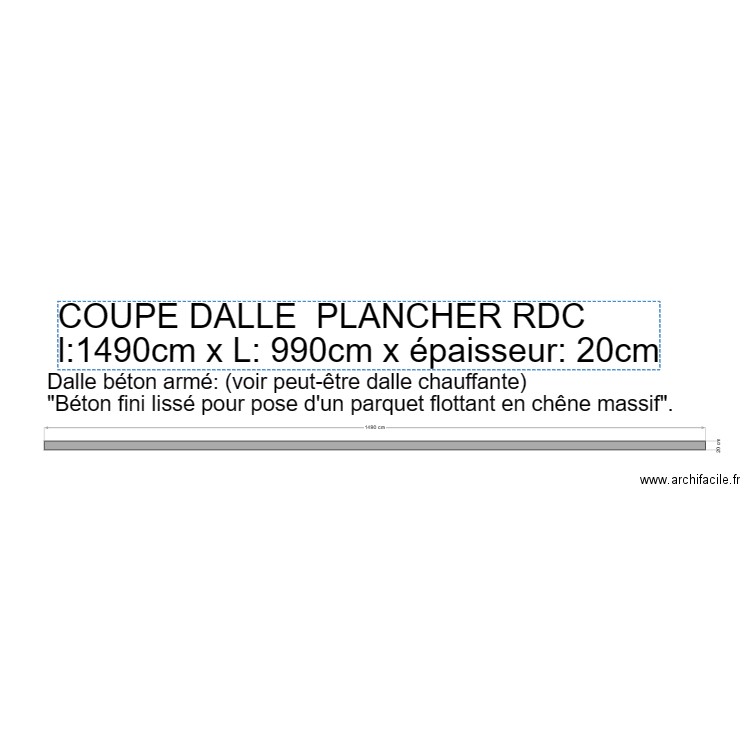 N° 0-0  COUPE Dalle béton armé PLANCHER RDC. Plan de 0 pièce et 0 m2