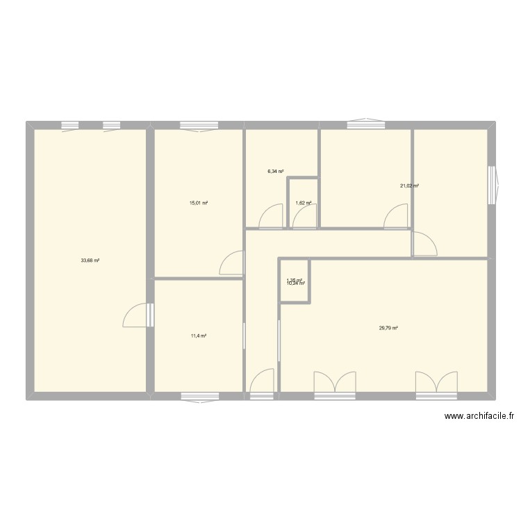 71 ch des grottes actuel. Plan de 9 pièces et 130 m2