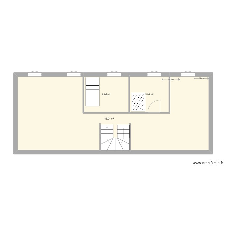 EtageMaison. Plan de 3 pièces et 59 m2