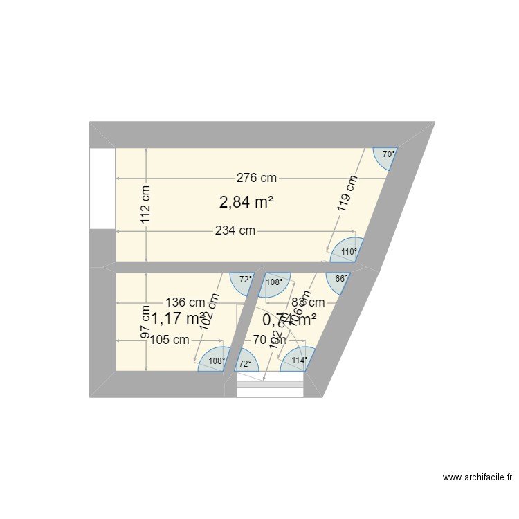 Bureau/remise. Plan de 3 pièces et 5 m2