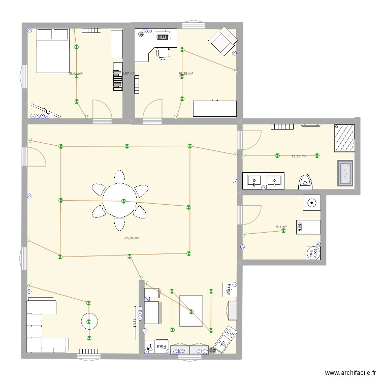 maison bryan. Plan de 6 pièces et 139 m2