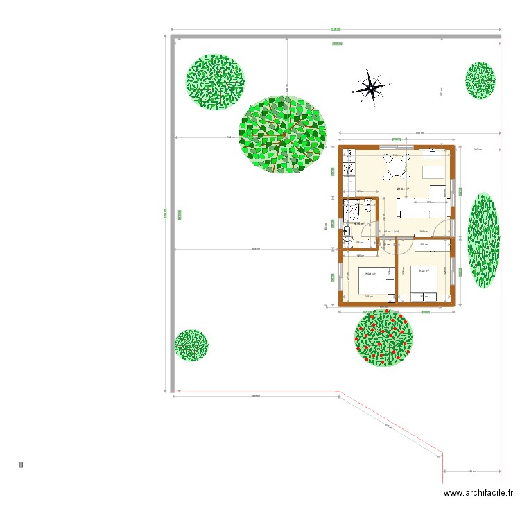 MAISON PLAIN PIED 49 M2 TERRAIN. Plan de 4 pièces et 43 m2