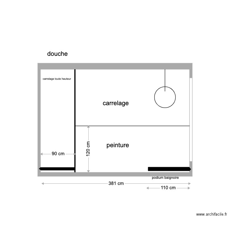 sdb aissa coupe . Plan de 1 pièce et 10 m2