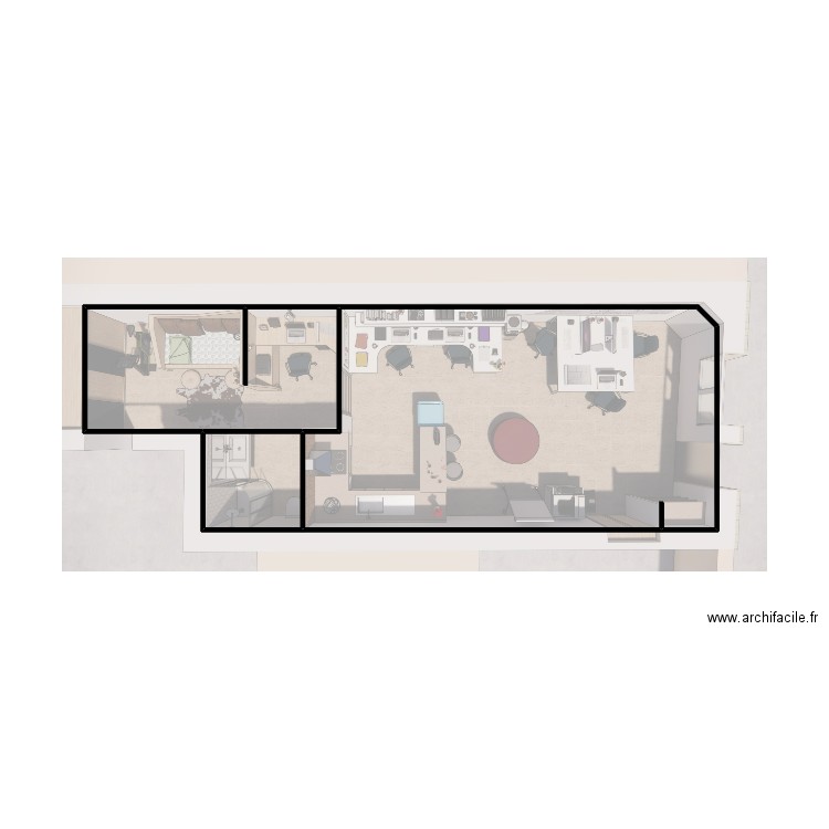 46466 croquis RDC. Plan de 3 pièces et 33 m2