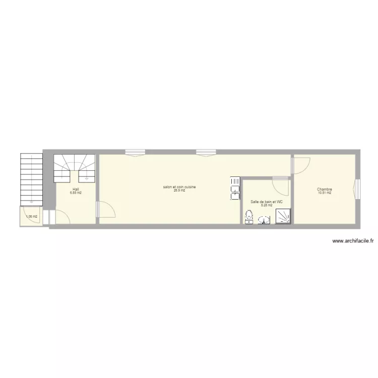 appartement rouge. Plan de 
