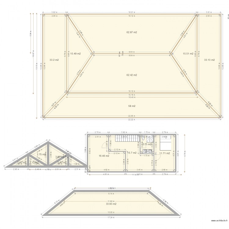 La case bambou maison style créole toiture. Plan de 0 pièce et 0 m2