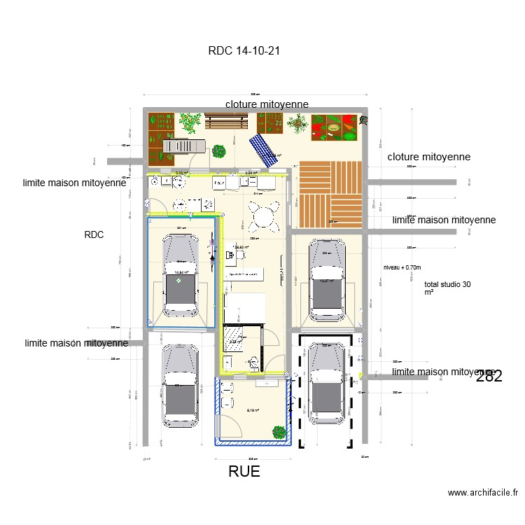 aubepines studio garage. Plan de 22 pièces et 166 m2