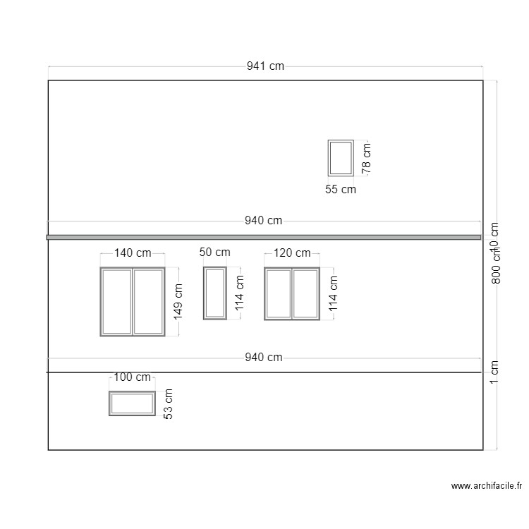 Façade ouest. Plan de 0 pièce et 0 m2