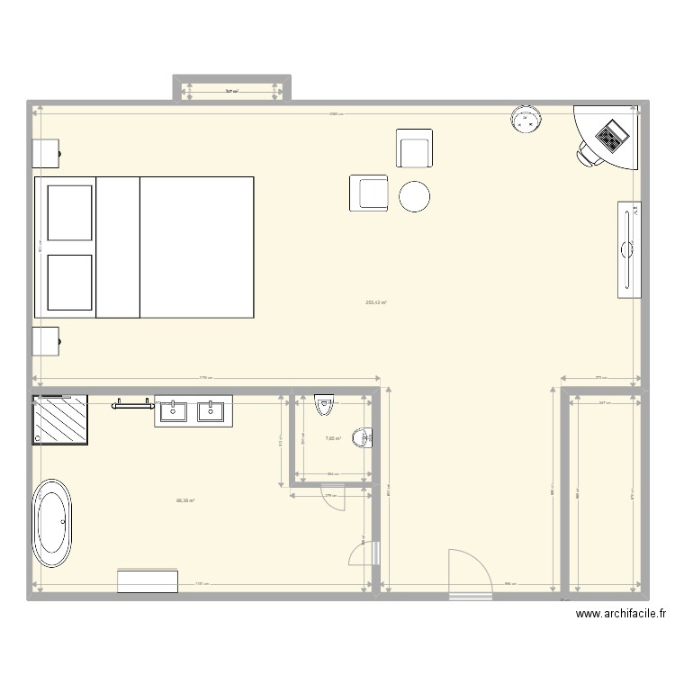 Chambre d' Hôtel. Plan de 4 pièces et 334 m2