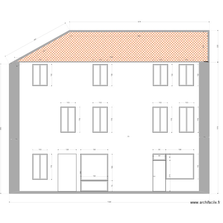 local orthophoniste Plan facade face. Plan de 2 pièces et 137 m2