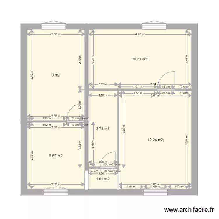 F3 RdC   Plan cot&eacute;. Plan de 