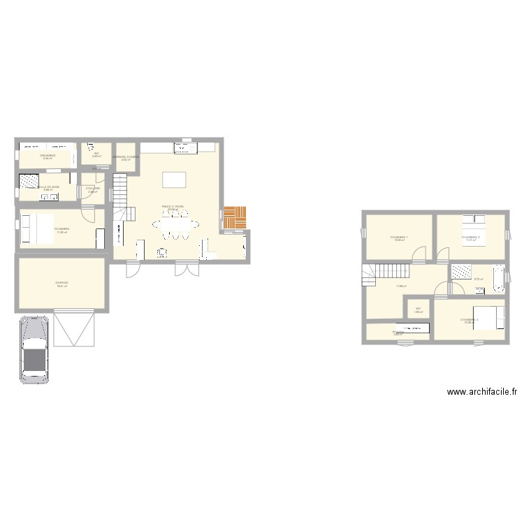 MAISON EN L. Plan de 0 pièce et 0 m2