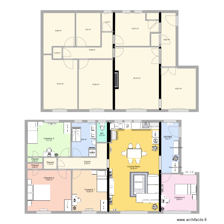 Lorient 11 vauban final. Plan de 24 pièces et 198 m2