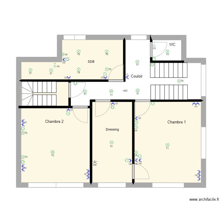 Grands Champs +1. Plan de 4 pièces et 53 m2