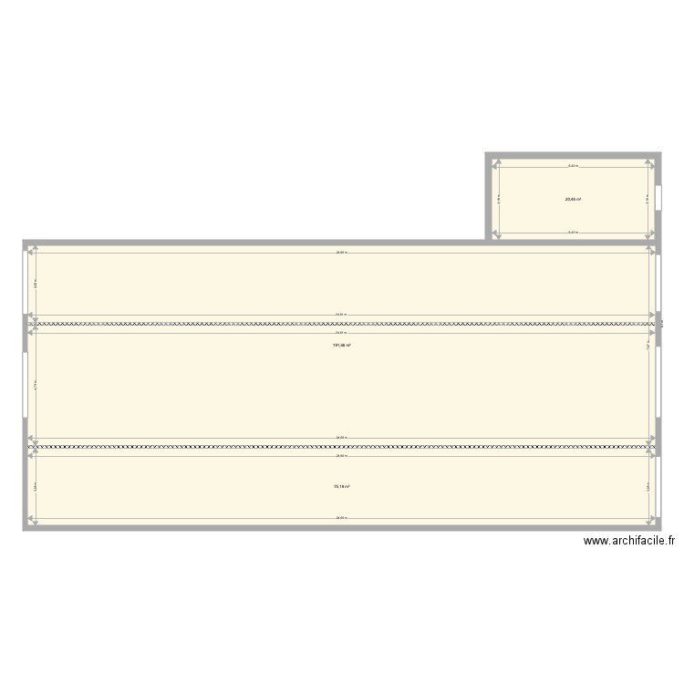 Etable 1. Plan de 3 pièces et 287 m2