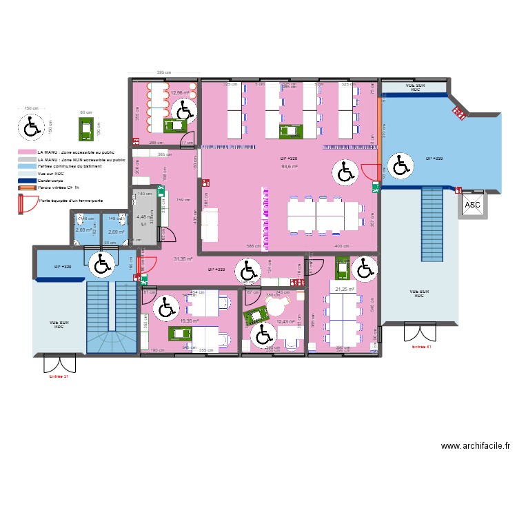 LA MANU 1er ETAGE APRES TRAVAUX ESPACES DE ROTATION. Plan de 16 pièces et 293 m2