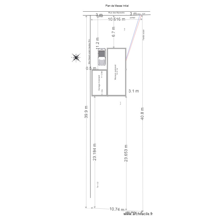 Plan De Masse initial. Plan de 0 pièce et 0 m2