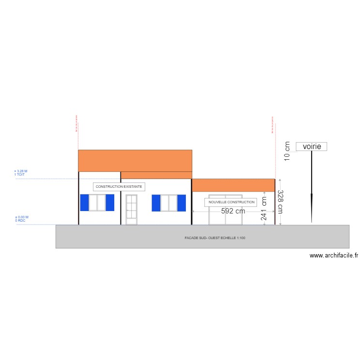 facade sud ouest 1. Plan de 0 pièce et 0 m2