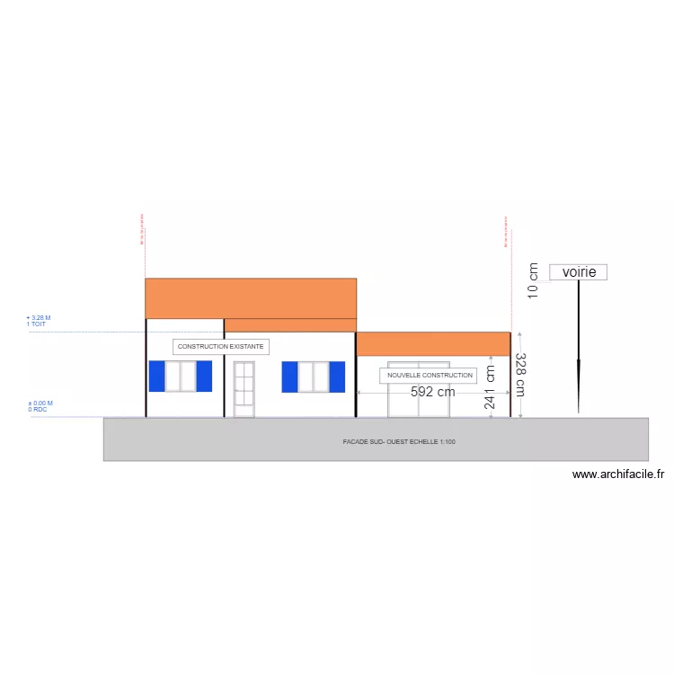 facade sud ouest 1. Plan de 