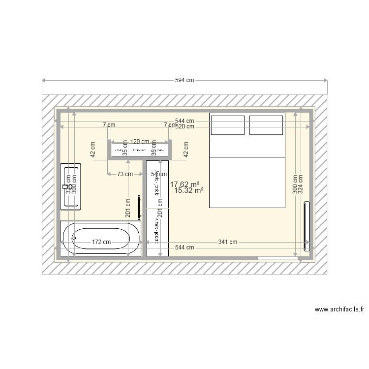 AMENAGEMENT CHAMBRE PARENTALE. Plan de 0 pièce et 0 m2