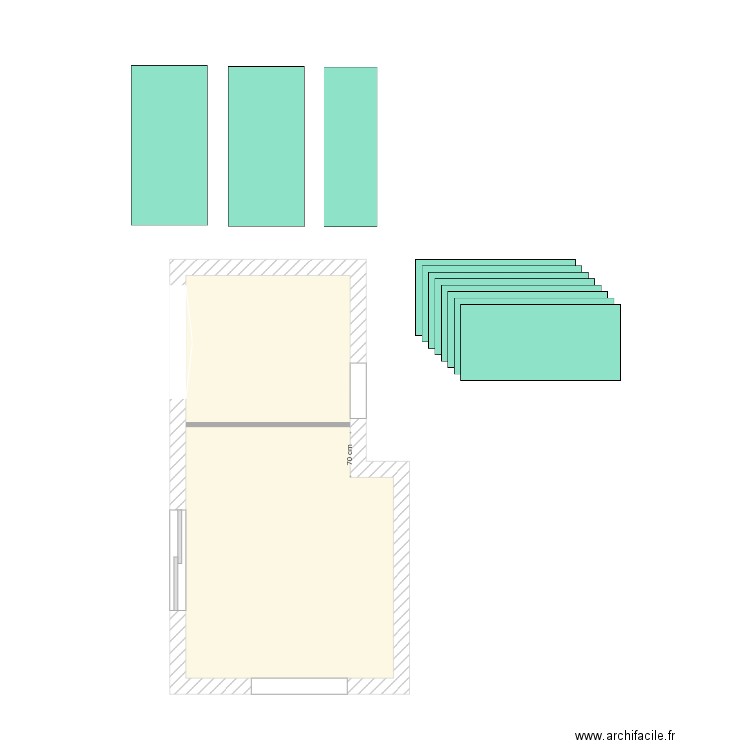 Calepinage Salle à manger. Plan de 1 pièce et 18 m2