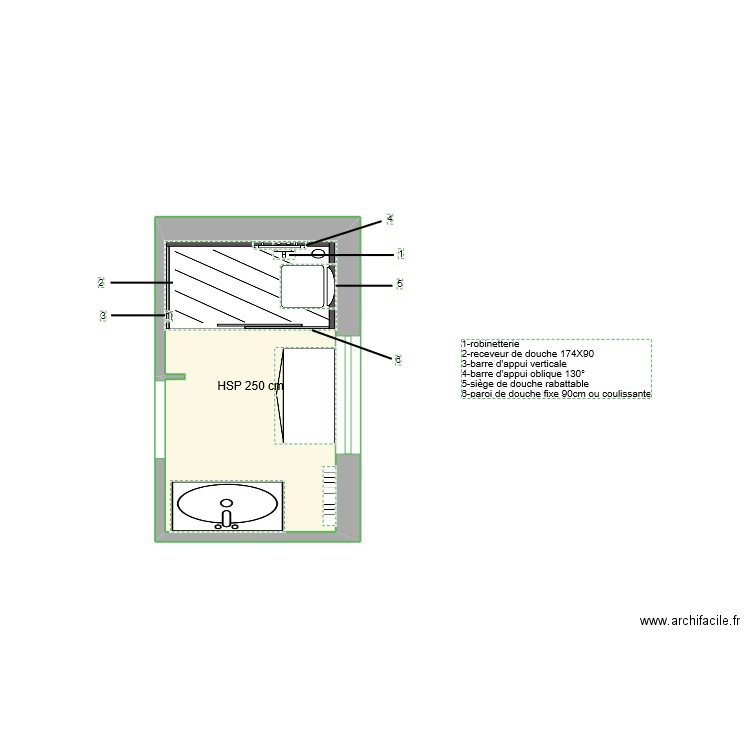 lambert. Plan de 1 pièce et 5 m2