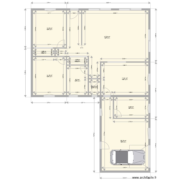 Maison Principale 5. Plan de 10 pièces et 143 m2