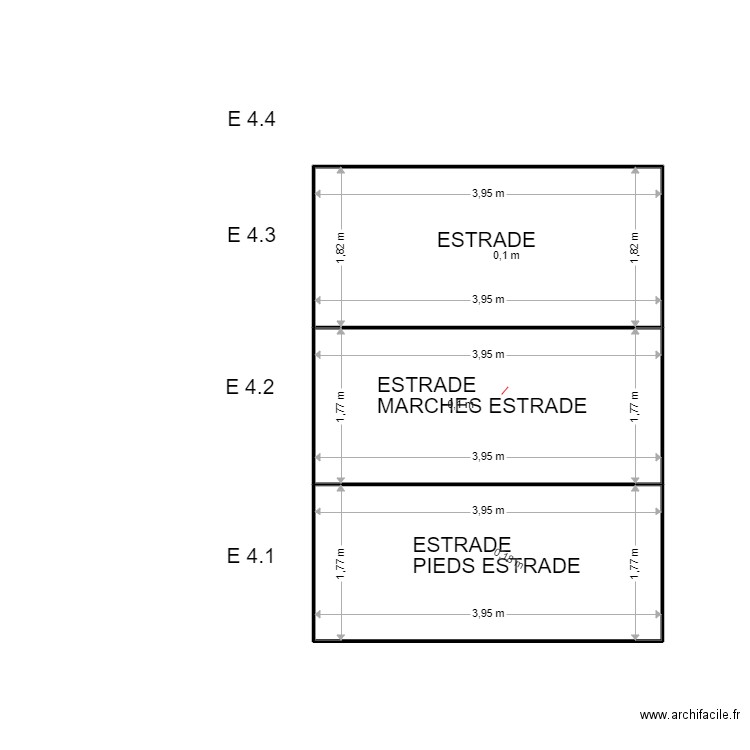 E 4. Plan de 3 pièces et 21 m2