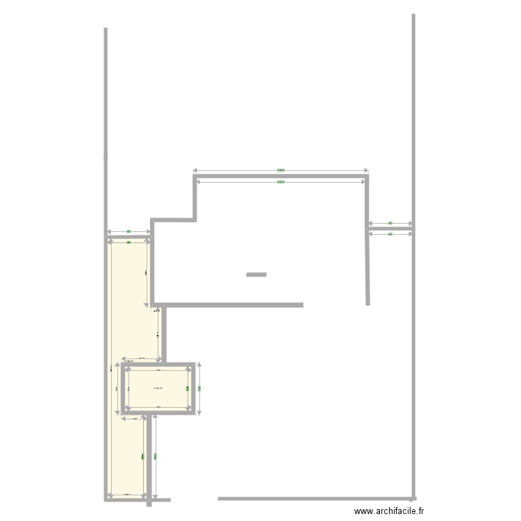 Implantation garage. Plan de 2 pièces et 62 m2