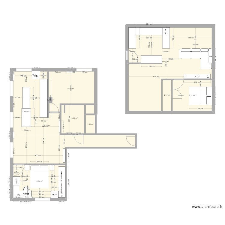 Appartement Nantes. Plan de 9 pièces et 119 m2