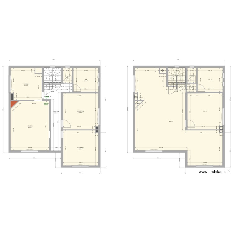 F5 1er étage. Plan de 24 pièces et 161 m2