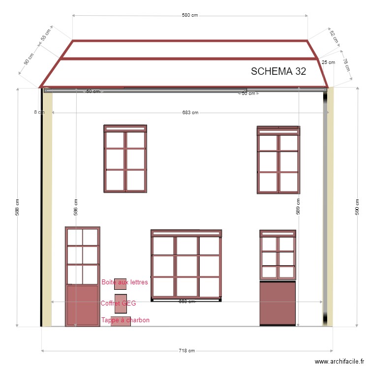 FACADE  COTE NORD OUEST 1a. Plan de 0 pièce et 0 m2