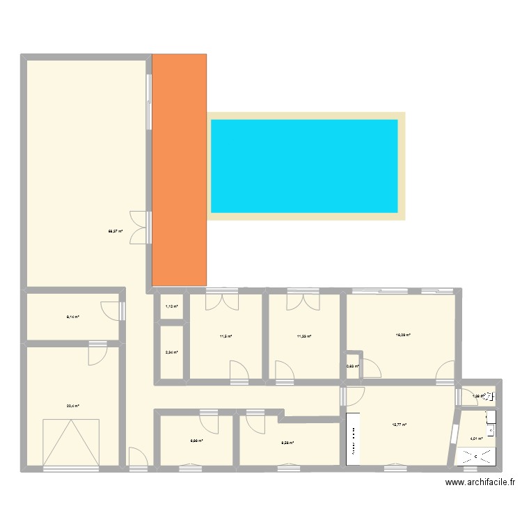 nouvelle maison. Plan de 14 pièces et 177 m2