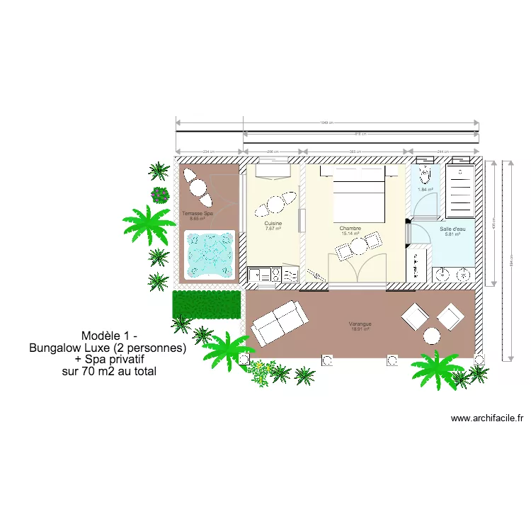 Projet de bungalow luxe et spa. Plan de Projet de bungalow luxe et spa. Plan de