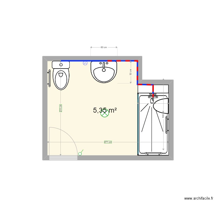 PERRIER Rénové. Plan de 1 pièce et 5 m2