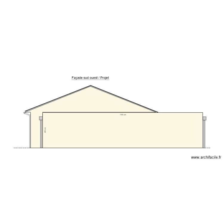 Façade sud-ouest / Projet. Plan de 0 pièce et 0 m2