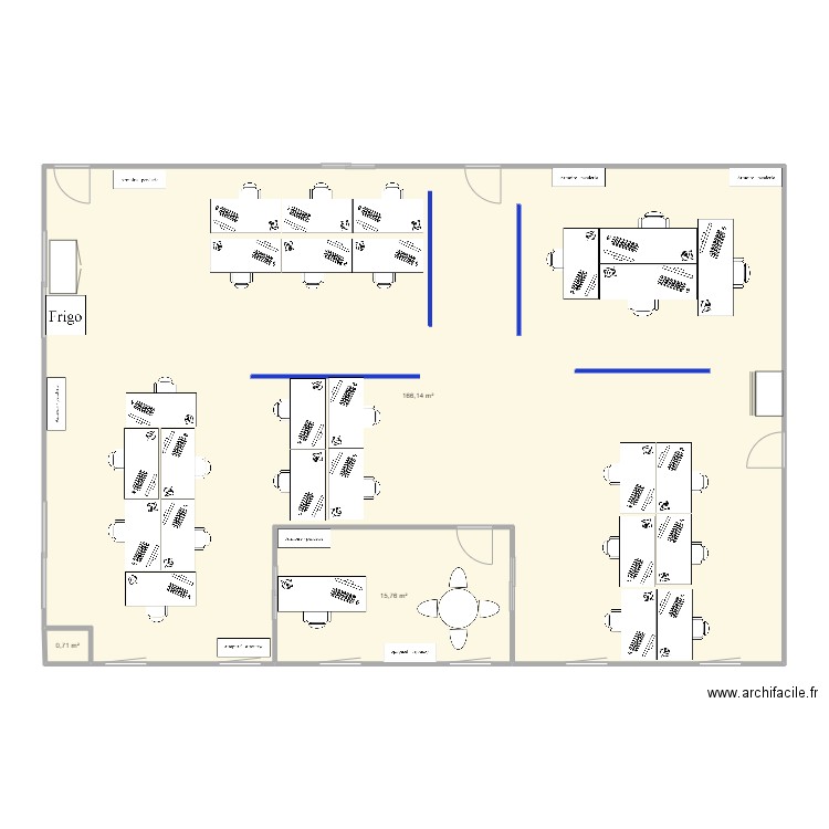 bureaux 11 2021. Plan de 3 pièces et 183 m2