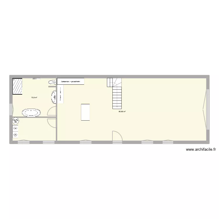 &eacute;tages. Plan de 2  et 100 m²