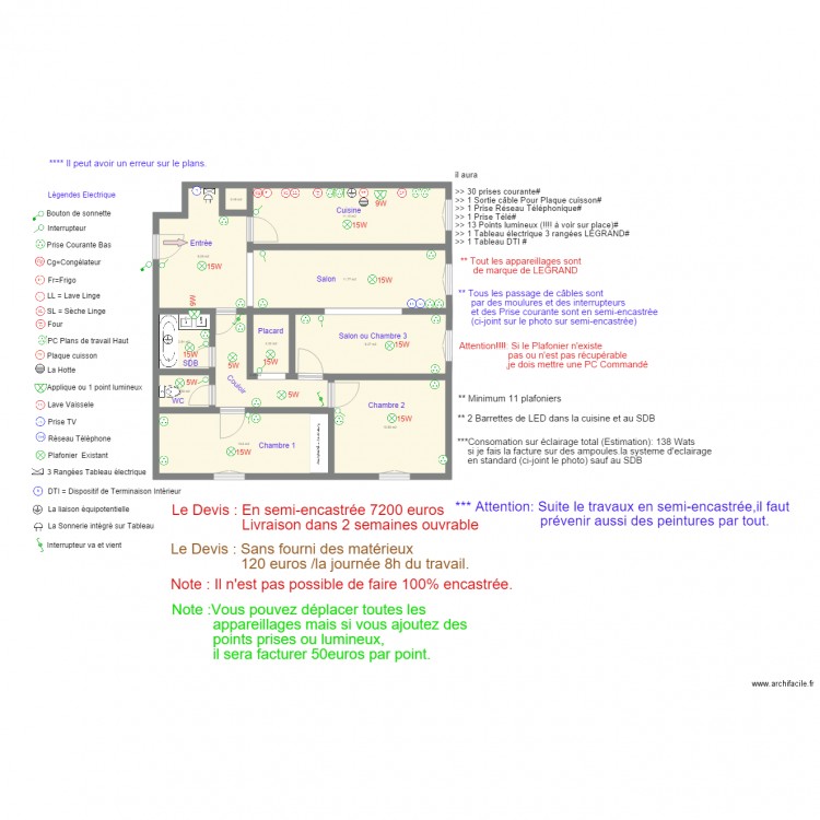 Devis chez Laskmi EVRY JUIN 2016. Plan de 0 pièce et 0 m2