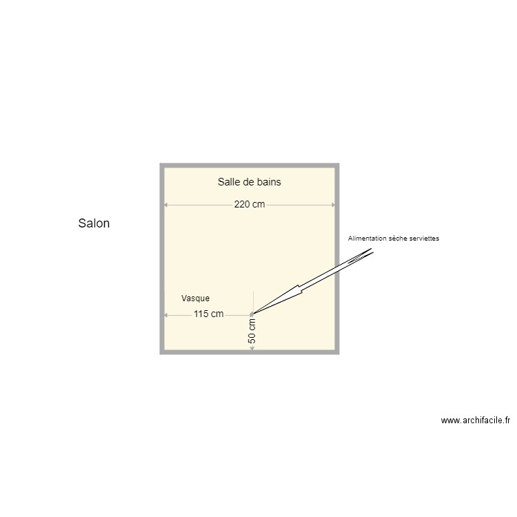 Alim  SS 34 St Honoté. Plan de 1 pièce et 5 m2