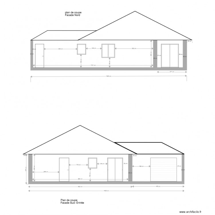 plan de coupe Sud. Plan de 0 pièce et 0 m2